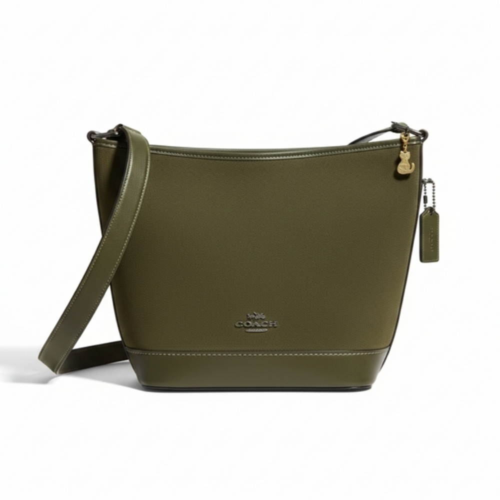 Coach Green Suede With Brown Keatger Trim Crossbody Bag
